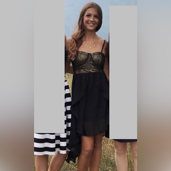 High Low Dress with Gold Fitted Bodice - Picture 4 of 5